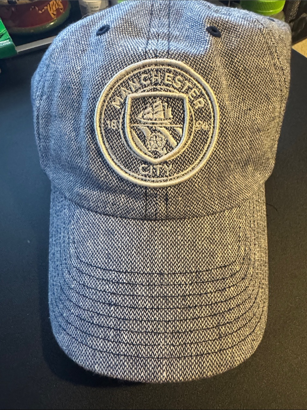 Premier League Manchester City 47 Brand Embroidered Gray Twill Baseball Cap
